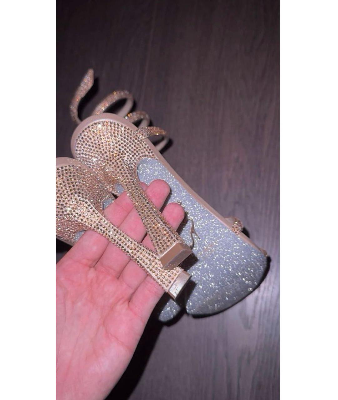 RENE CAOVILLA Золотые синтетические босоножки, фото 4