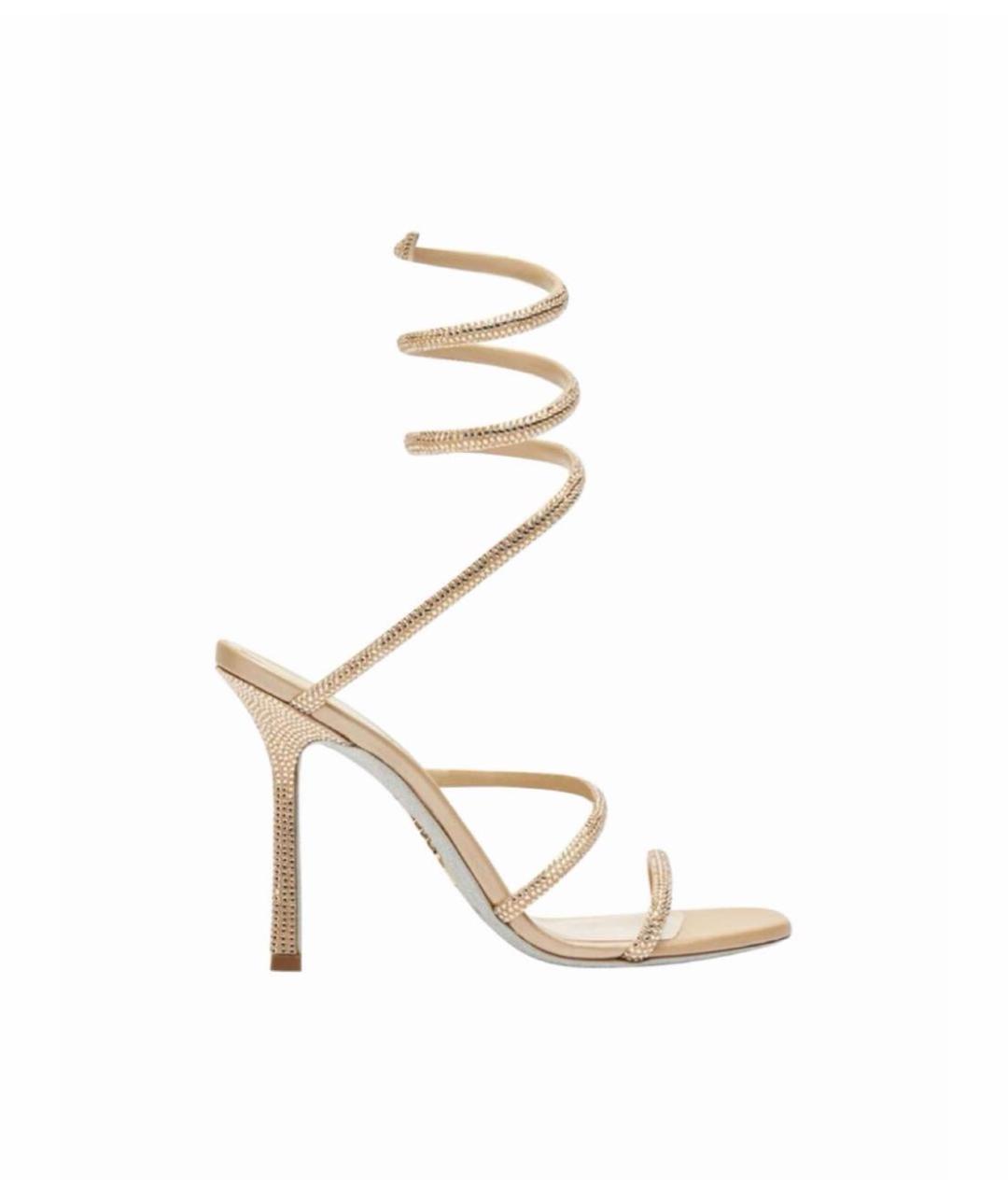 RENE CAOVILLA Золотые синтетические босоножки, фото 1
