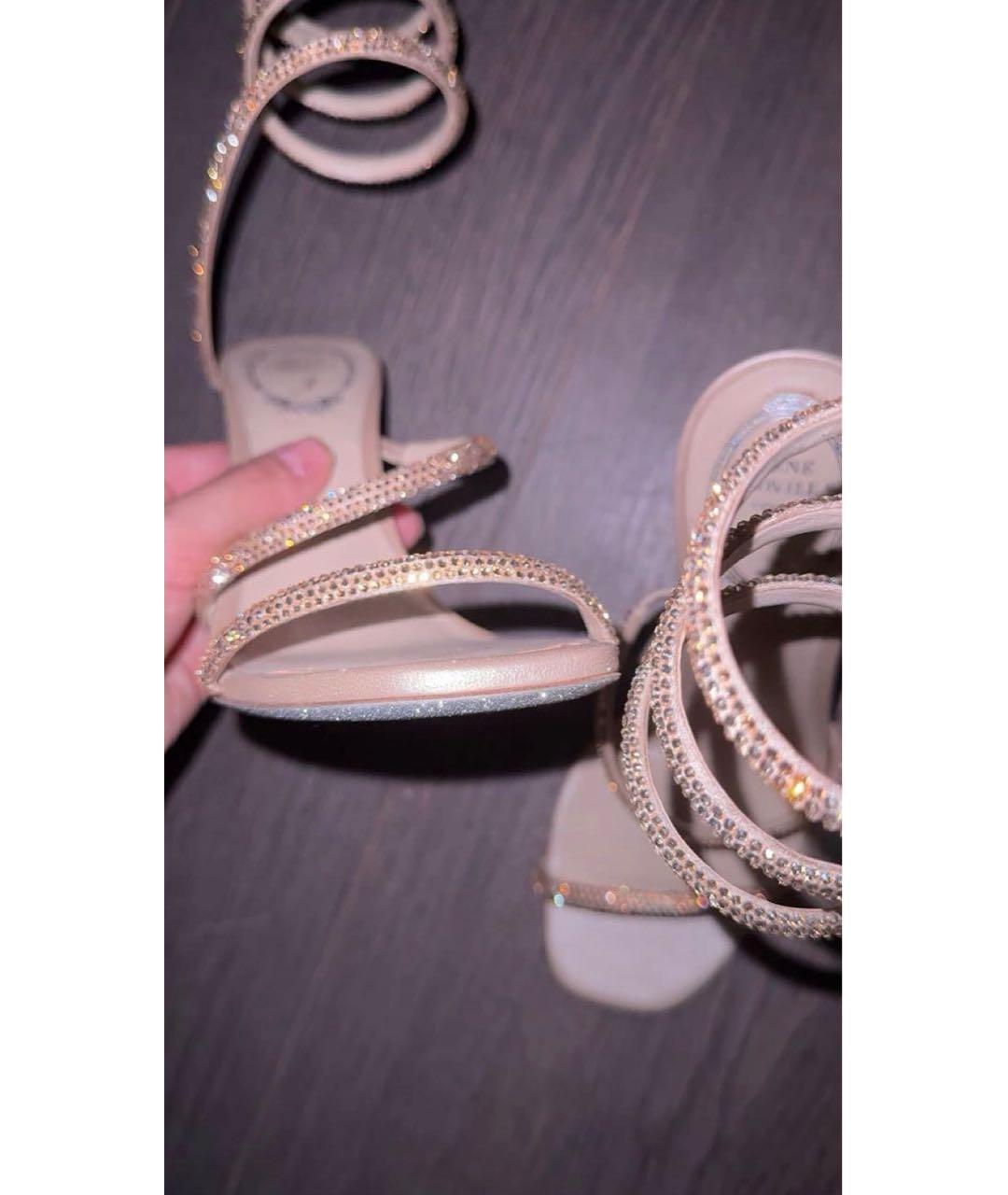 RENE CAOVILLA Золотые синтетические босоножки, фото 5