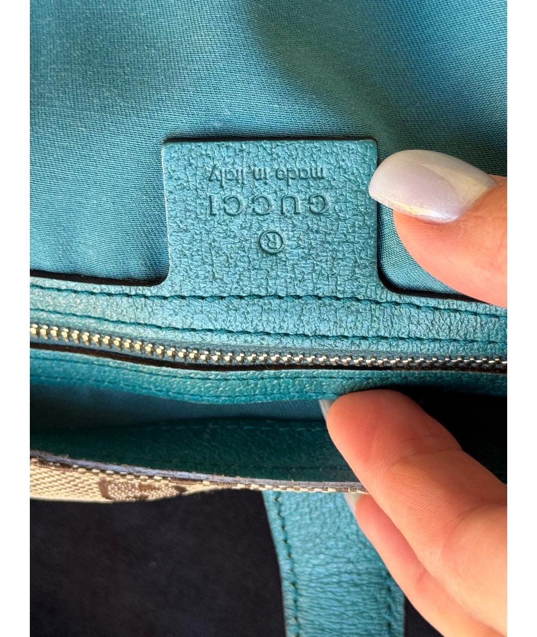 GUCCI Бирюзовая сумка с короткими ручками, фото 8