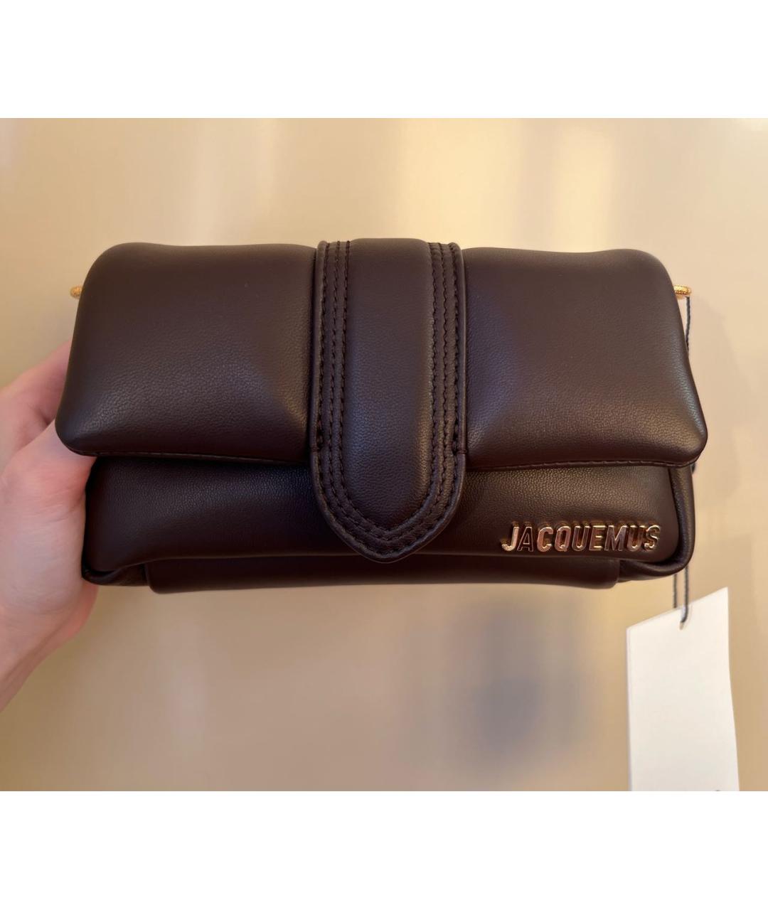 JACQUEMUS Коричневая кожаная сумка через плечо, фото 7