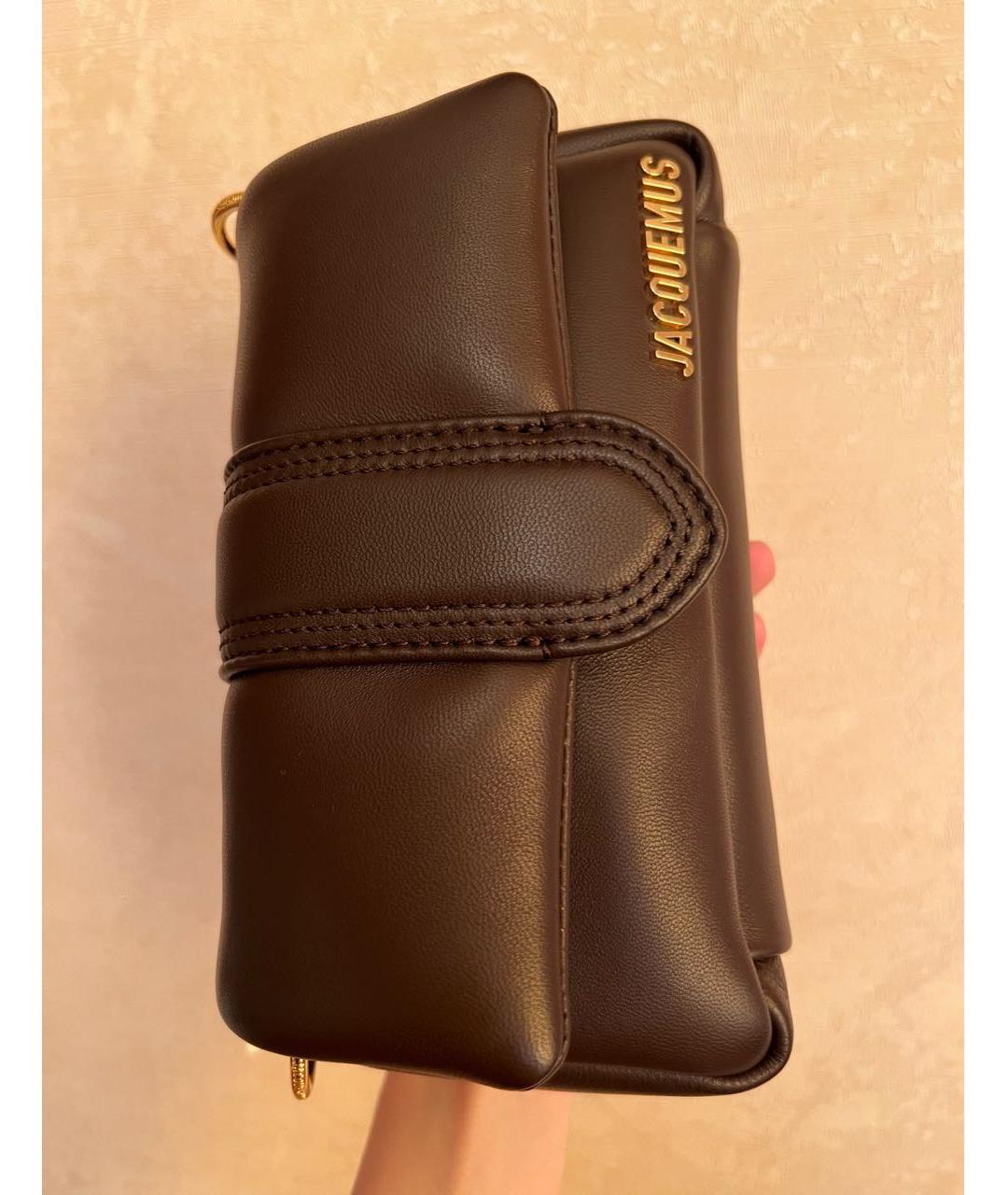 JACQUEMUS Коричневая кожаная сумка через плечо, фото 5
