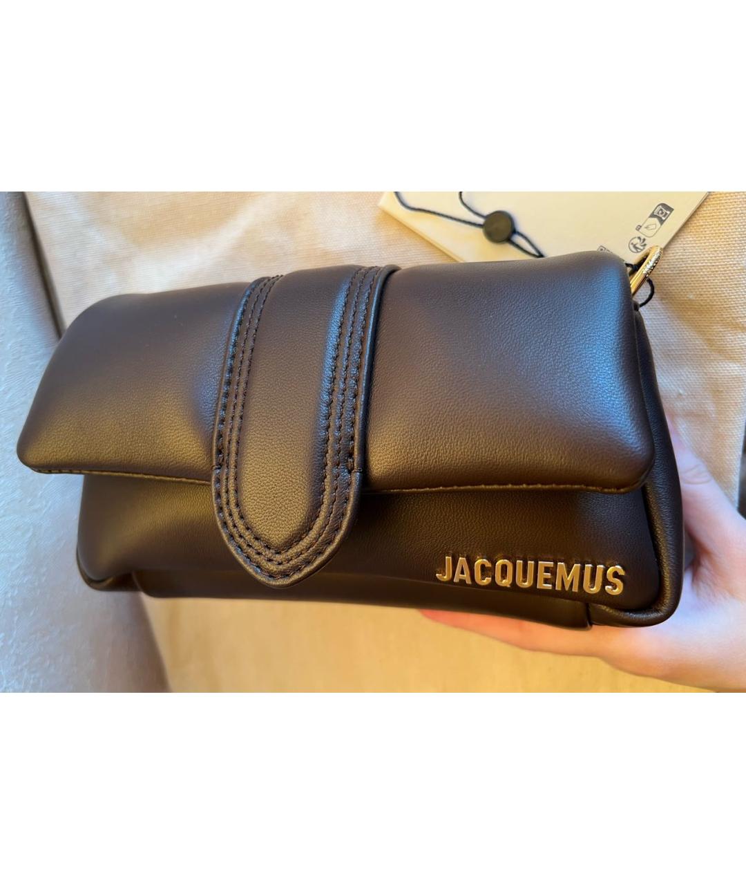 JACQUEMUS Коричневая кожаная сумка через плечо, фото 3