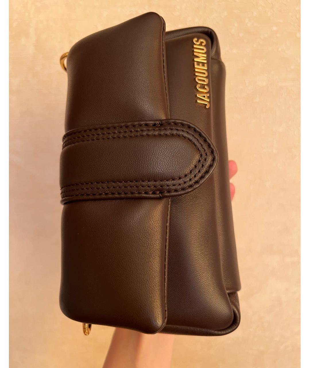 JACQUEMUS Коричневая кожаная сумка через плечо, фото 4
