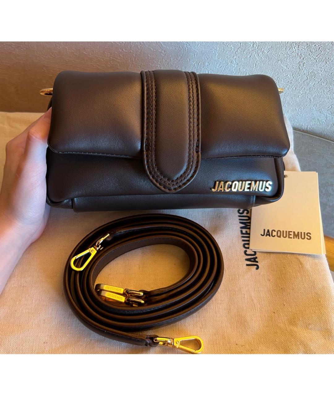 JACQUEMUS Коричневая кожаная сумка через плечо, фото 6