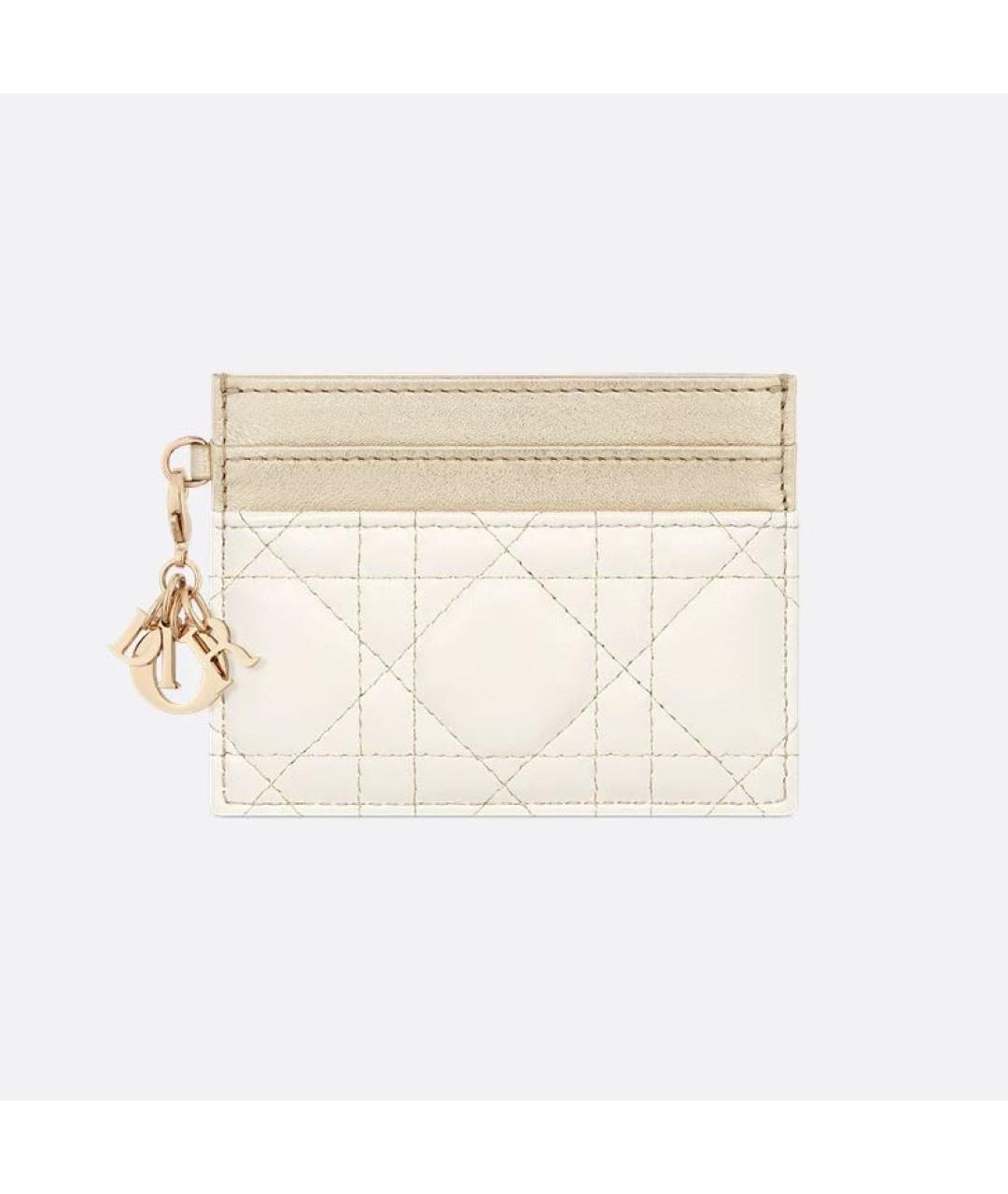 CHRISTIAN DIOR Бежевый кожаный кардхолдер, фото 4