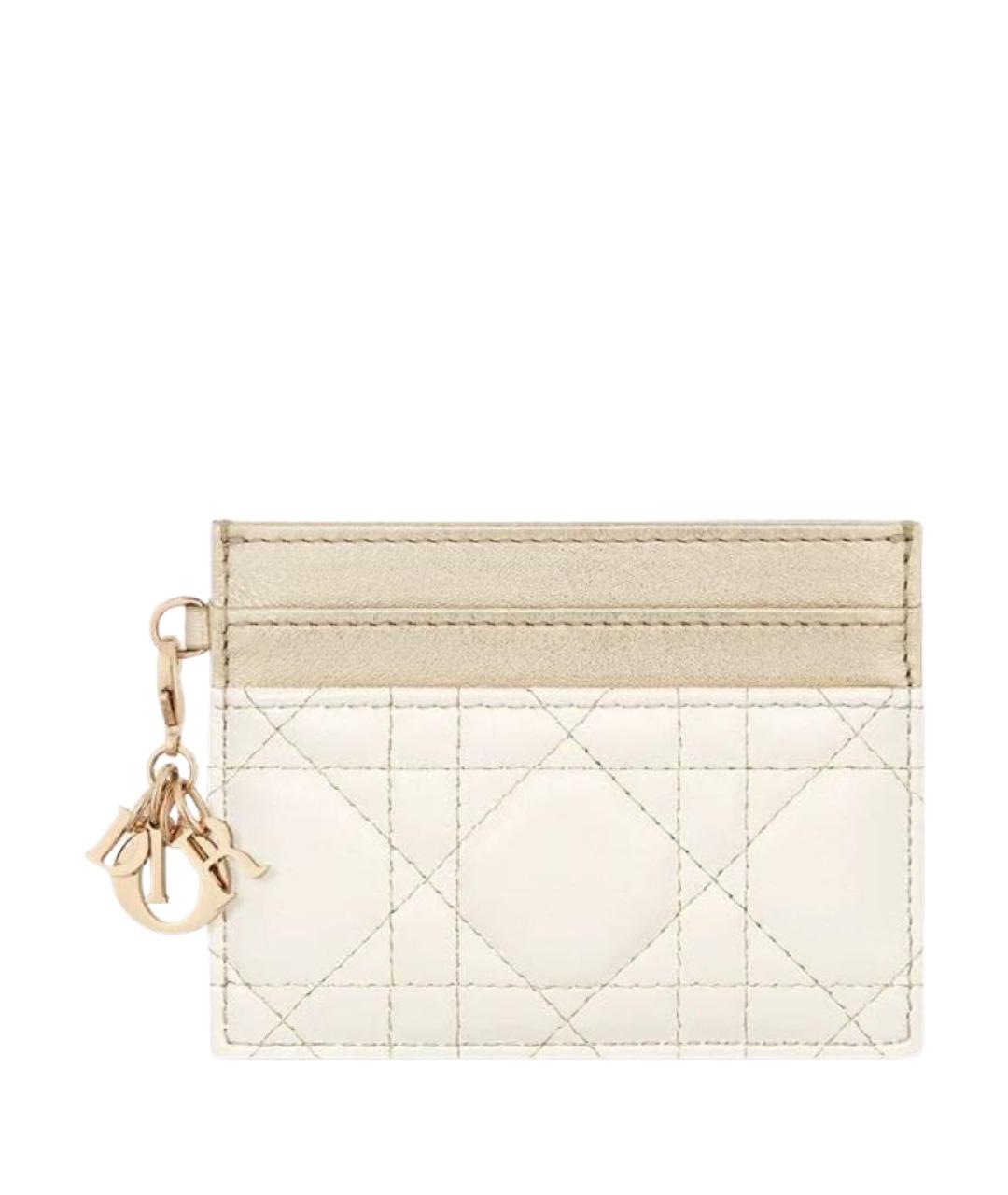 CHRISTIAN DIOR Бежевый кожаный кардхолдер, фото 1