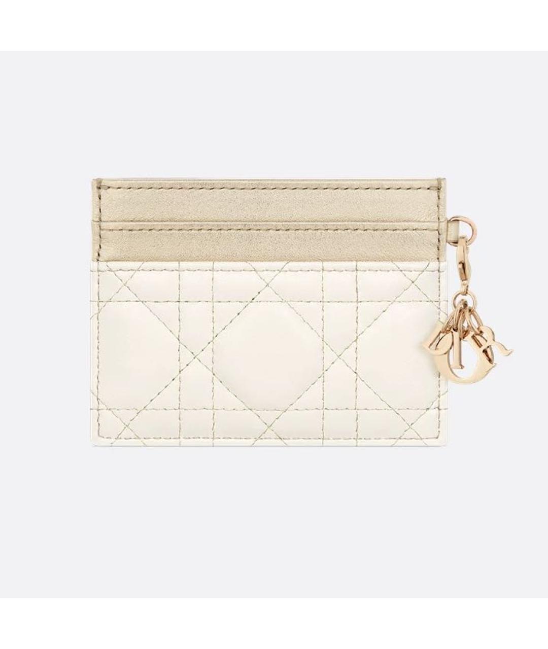 CHRISTIAN DIOR Бежевый кожаный кардхолдер, фото 2