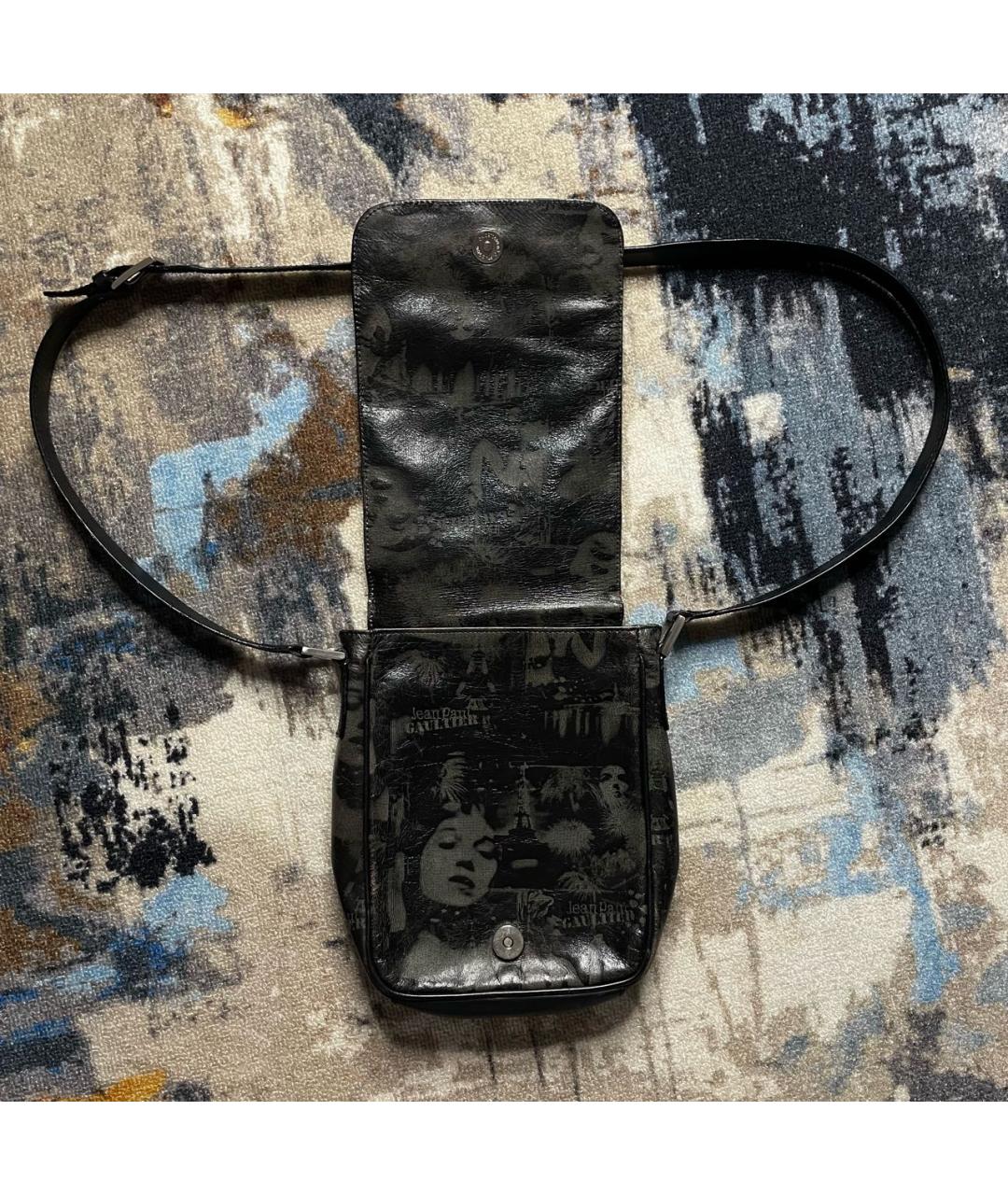 JEAN PAUL GAULTIER Черная кожаная сумка через плечо, фото 4