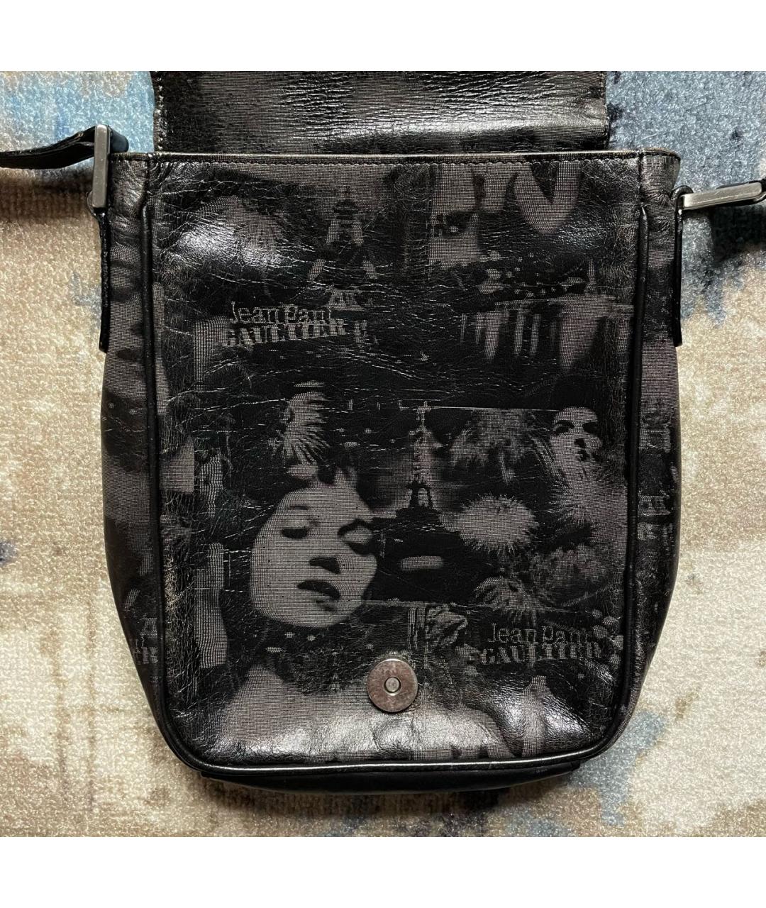 JEAN PAUL GAULTIER Черная кожаная сумка через плечо, фото 5