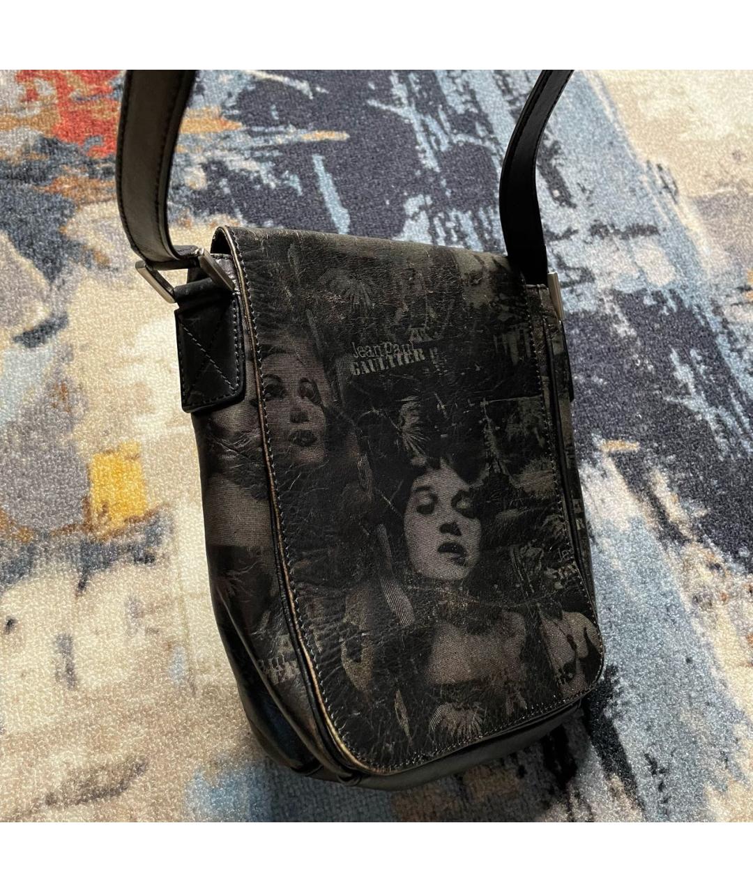 JEAN PAUL GAULTIER Черная кожаная сумка через плечо, фото 2