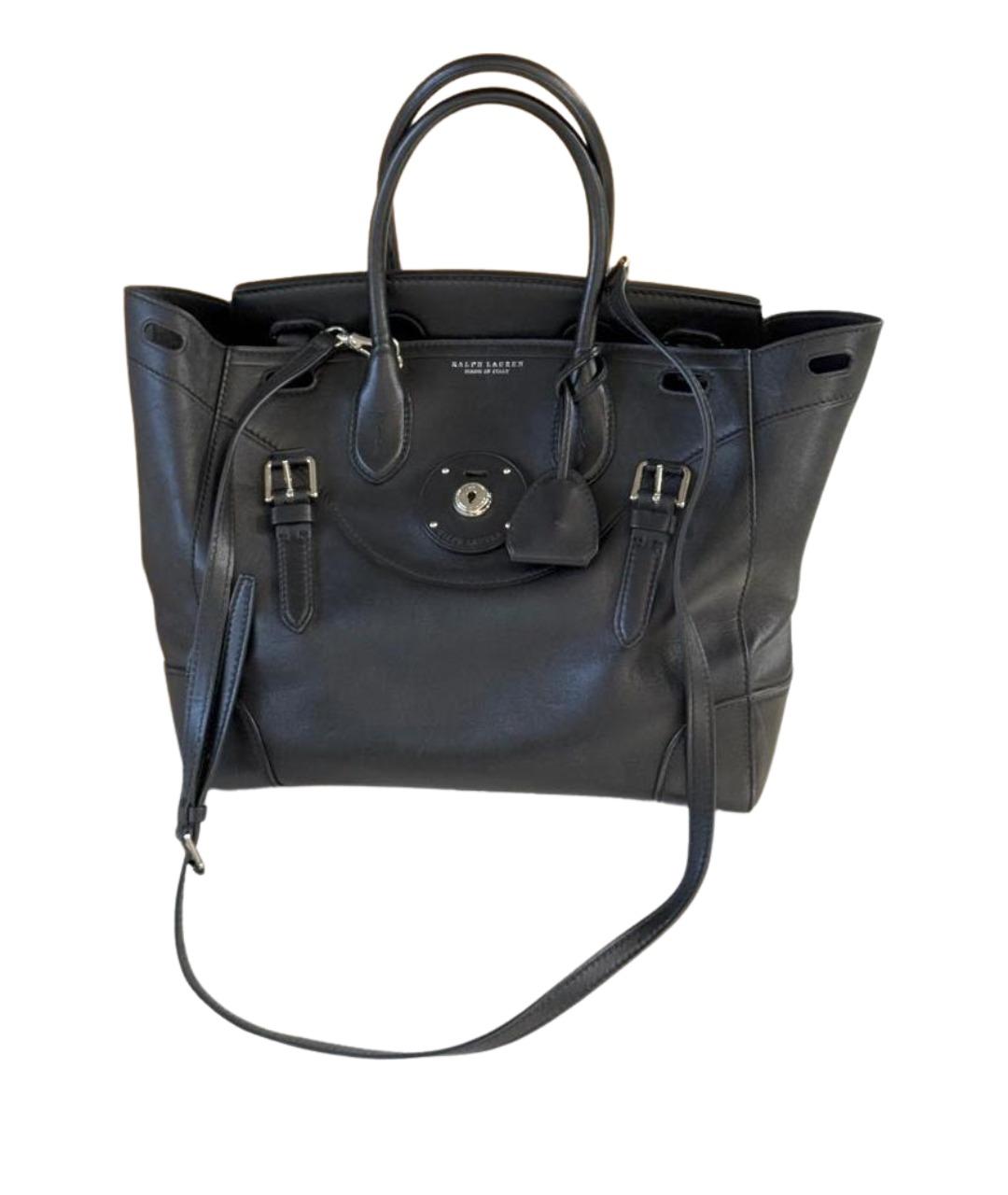 RALPH LAUREN Черная кожаная сумка через плечо, фото 1