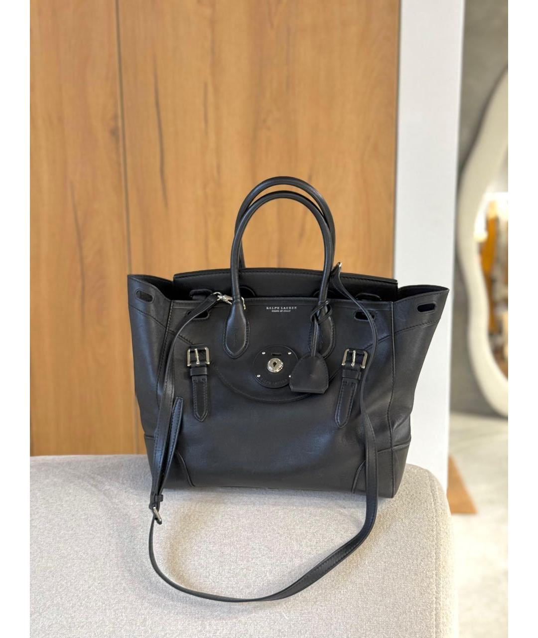 RALPH LAUREN Черная кожаная сумка через плечо, фото 3