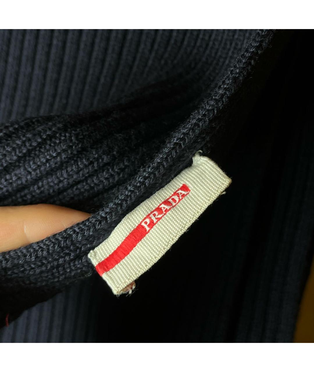 PRADA Темно-синий шерстяной шарф, фото 3