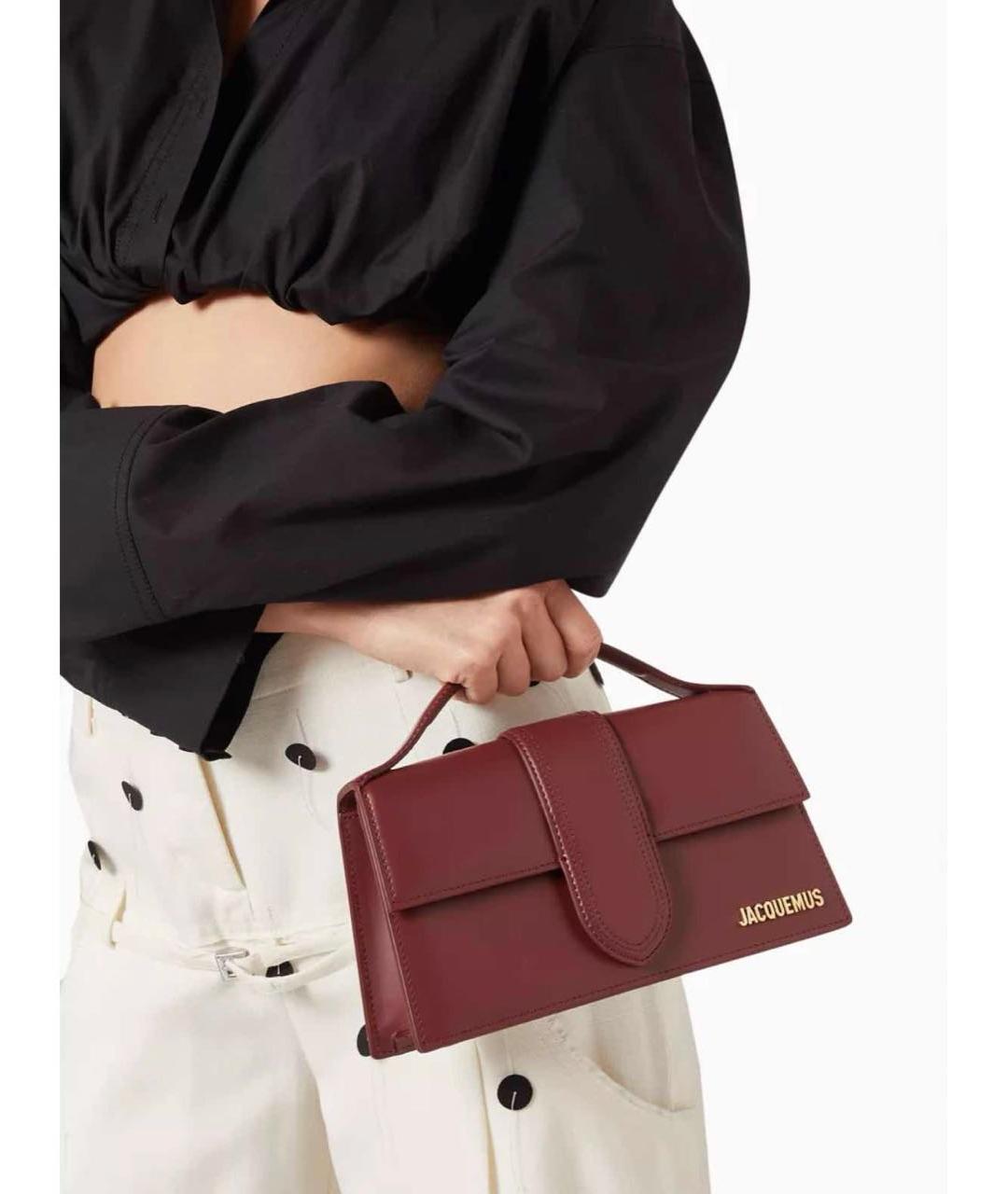 JACQUEMUS Бордовая кожаная сумка через плечо, фото 5