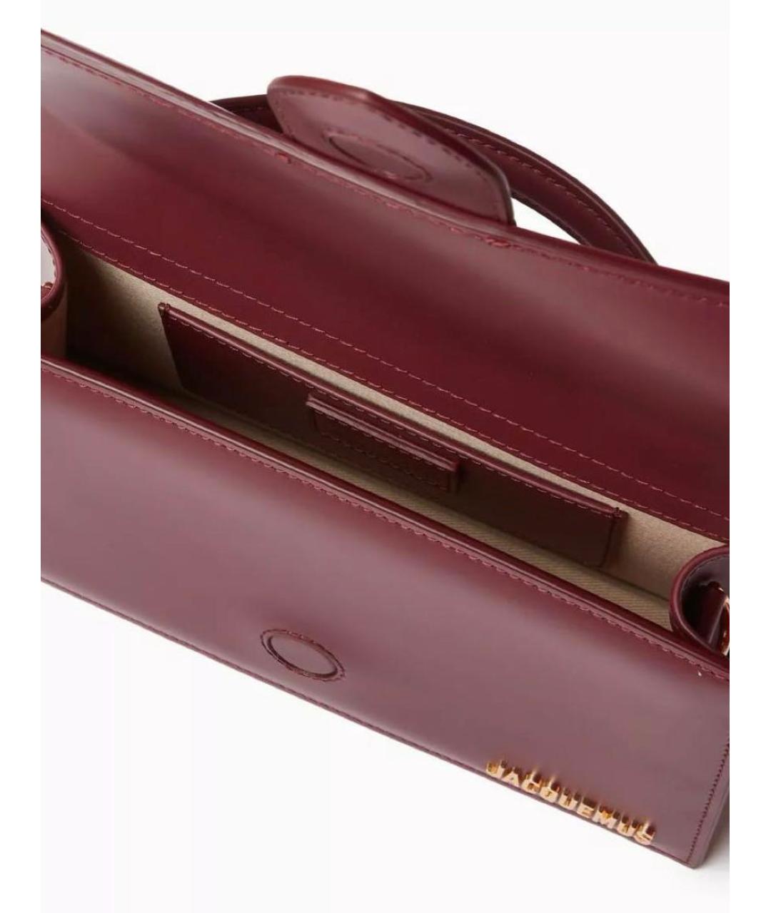 JACQUEMUS Бордовая кожаная сумка через плечо, фото 4