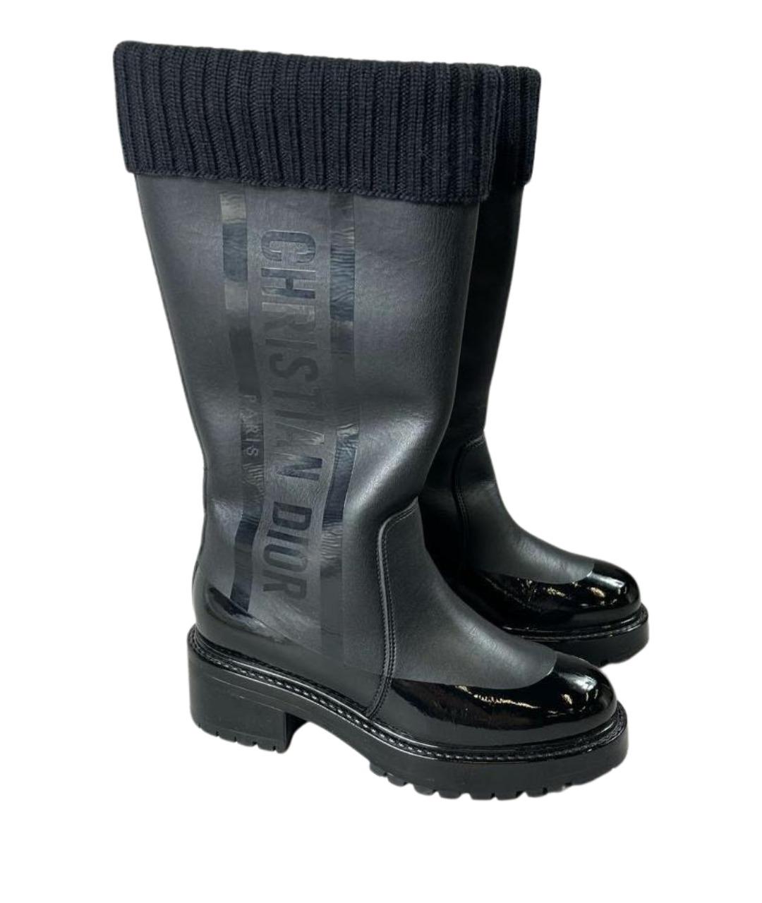 CHRISTIAN DIOR Черные кожаные сапоги, фото 1