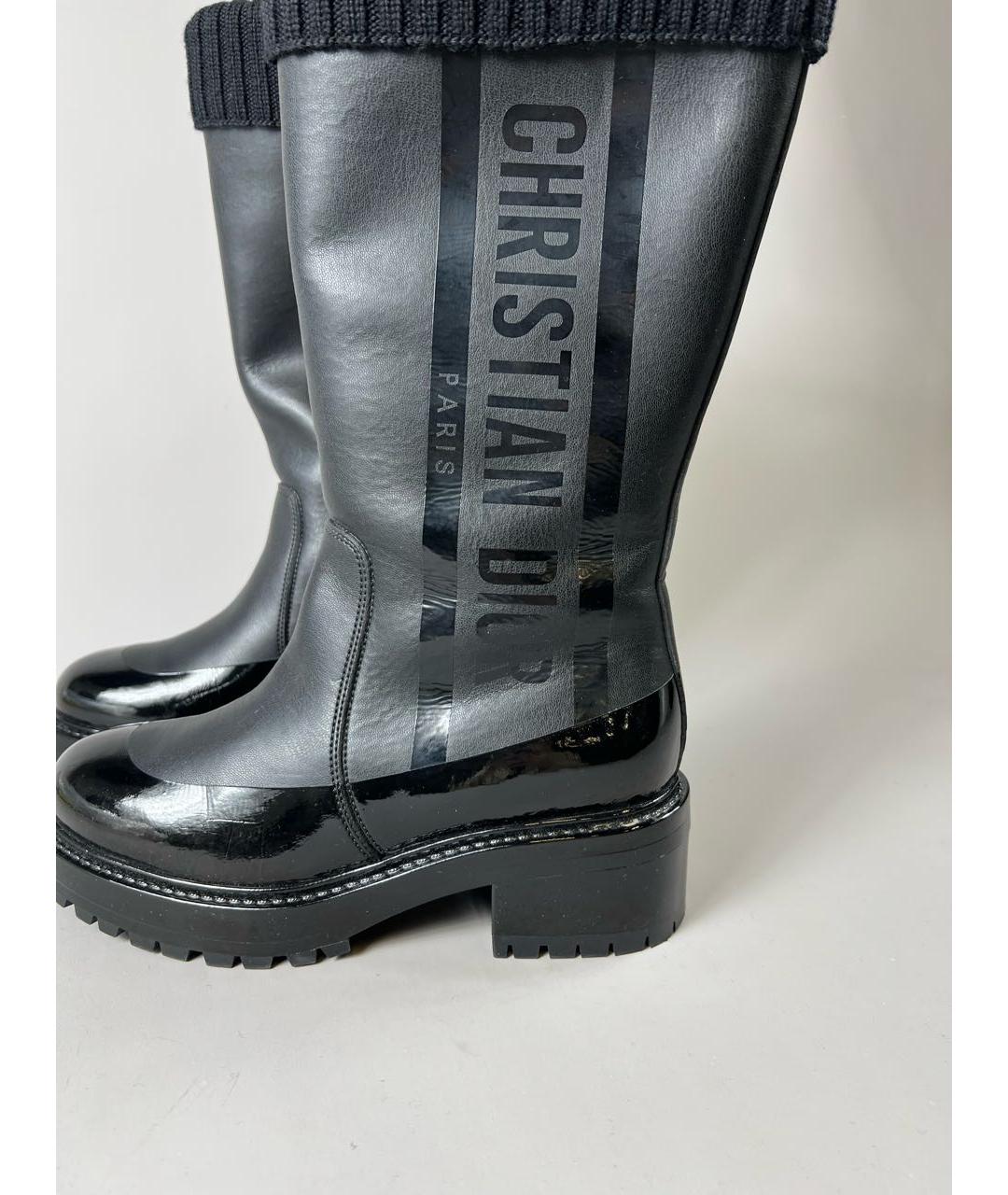 CHRISTIAN DIOR Черные кожаные сапоги, фото 2