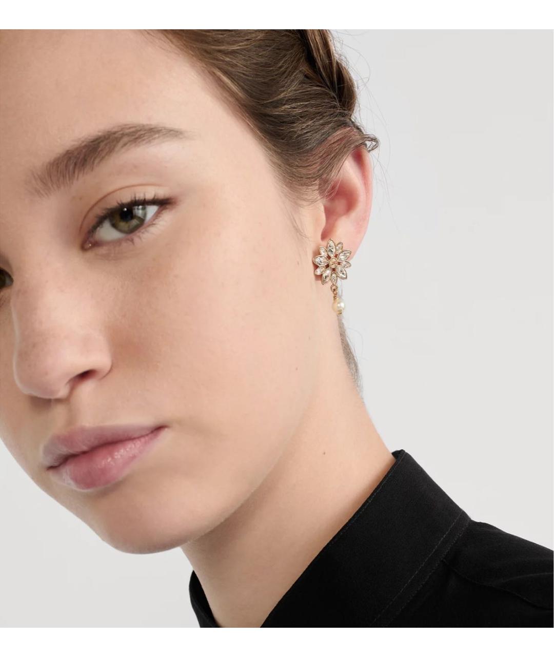 CHRISTIAN DIOR Золотые металлические серьги, фото 2