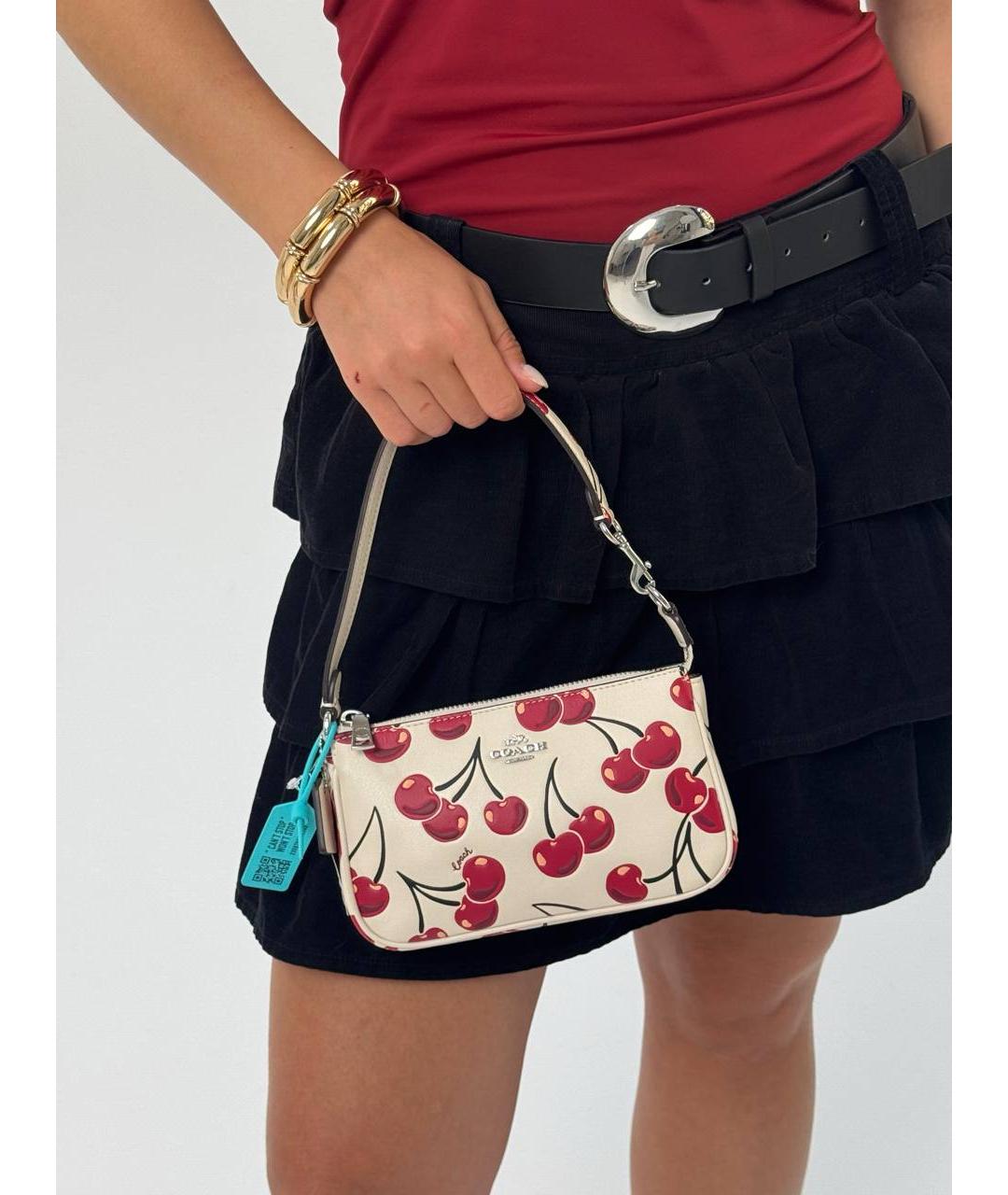 COACH Белая сумка с короткими ручками из искусственной кожи, фото 4