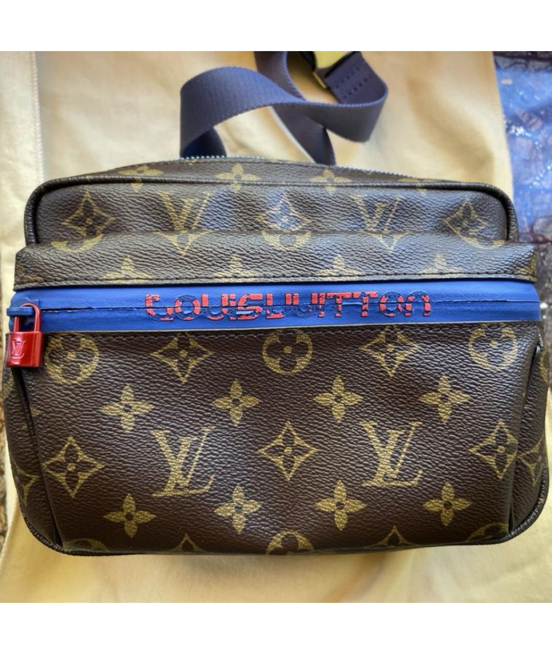 LOUIS VUITTON Коричневая кожаная поясная сумка, фото 3