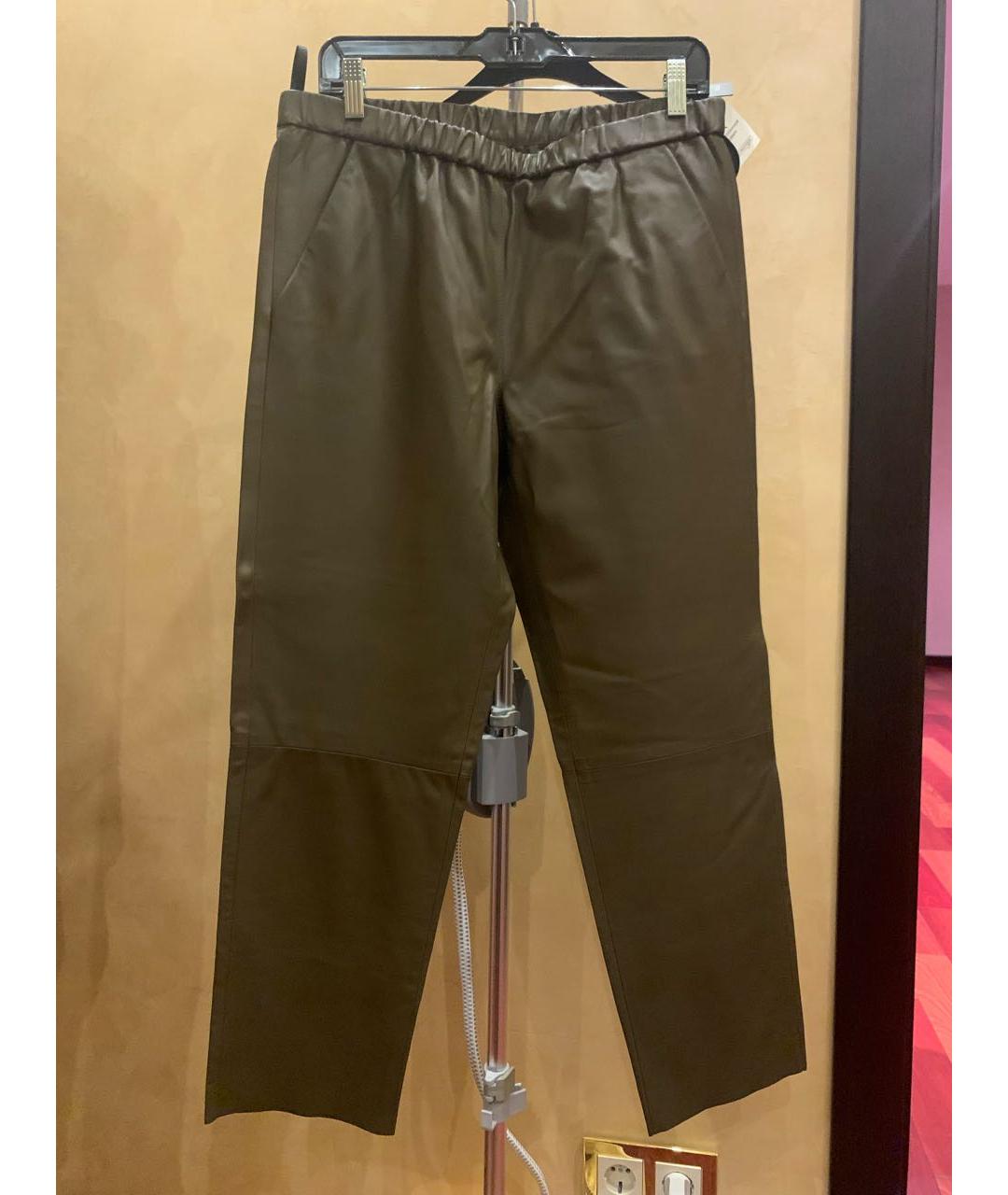 DROME Хаки кожаные прямые брюки, фото 6