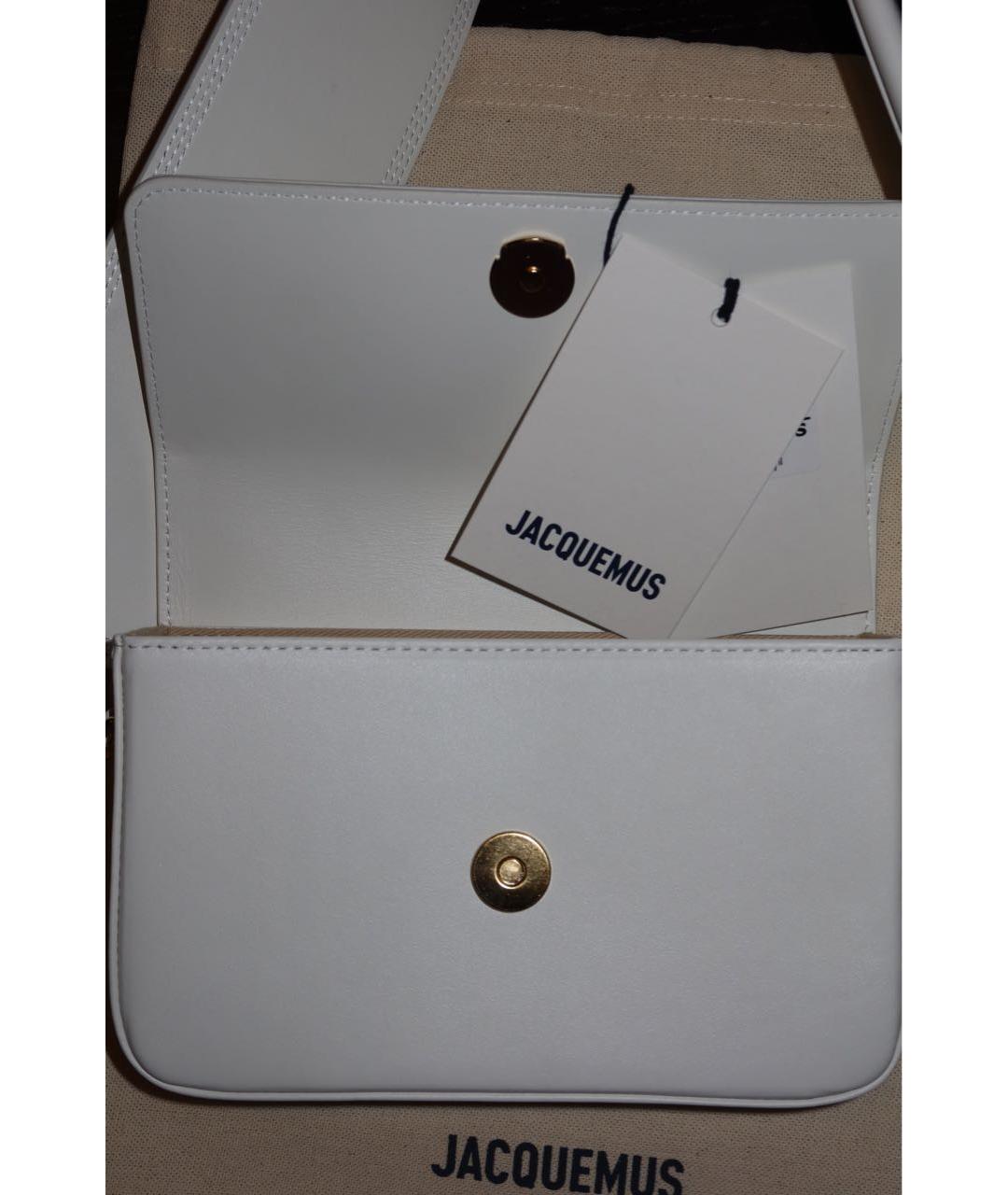 JACQUEMUS Белая кожаная сумка через плечо, фото 5