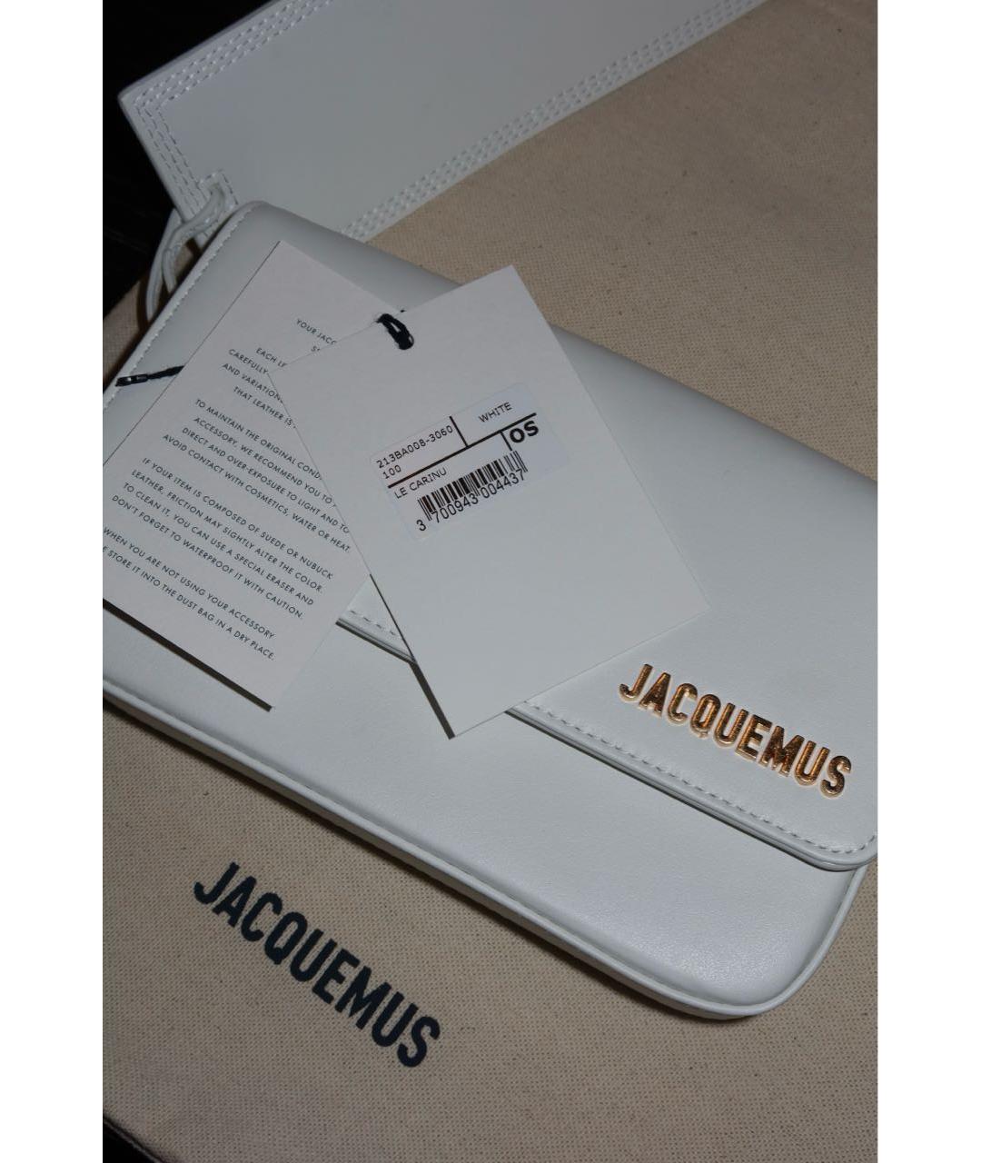 JACQUEMUS Белая кожаная сумка через плечо, фото 4