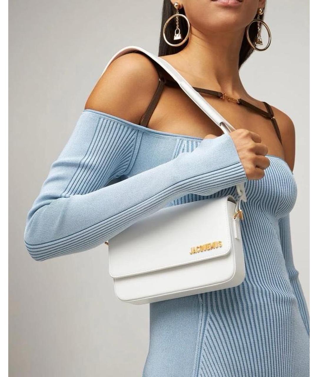 JACQUEMUS Белая кожаная сумка через плечо, фото 8