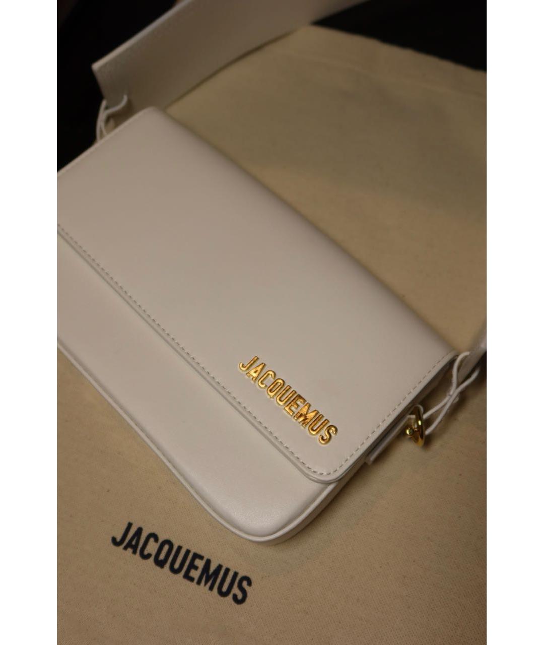 JACQUEMUS Белая кожаная сумка через плечо, фото 6
