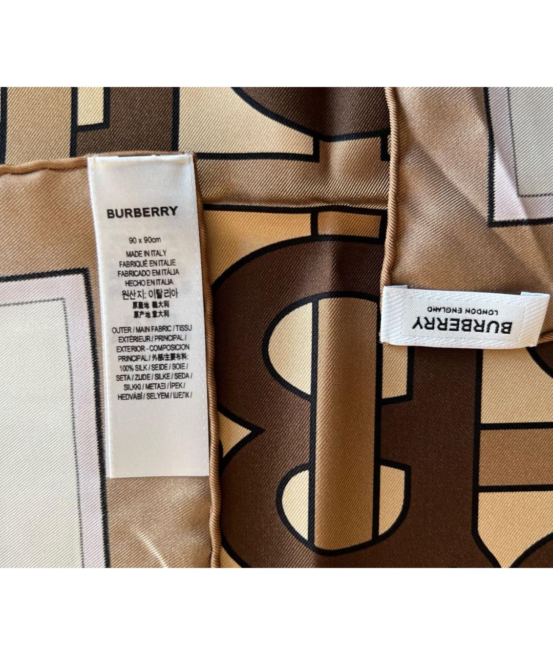 BURBERRY Коричневый шелковый платок, фото 7