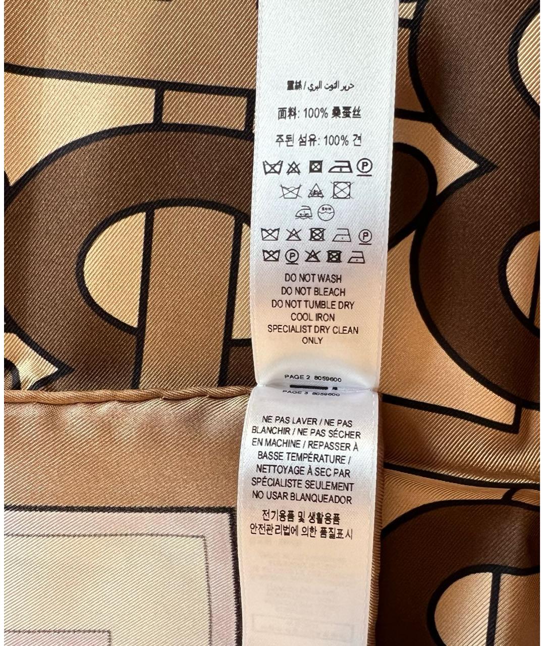 BURBERRY Коричневый шелковый платок, фото 8
