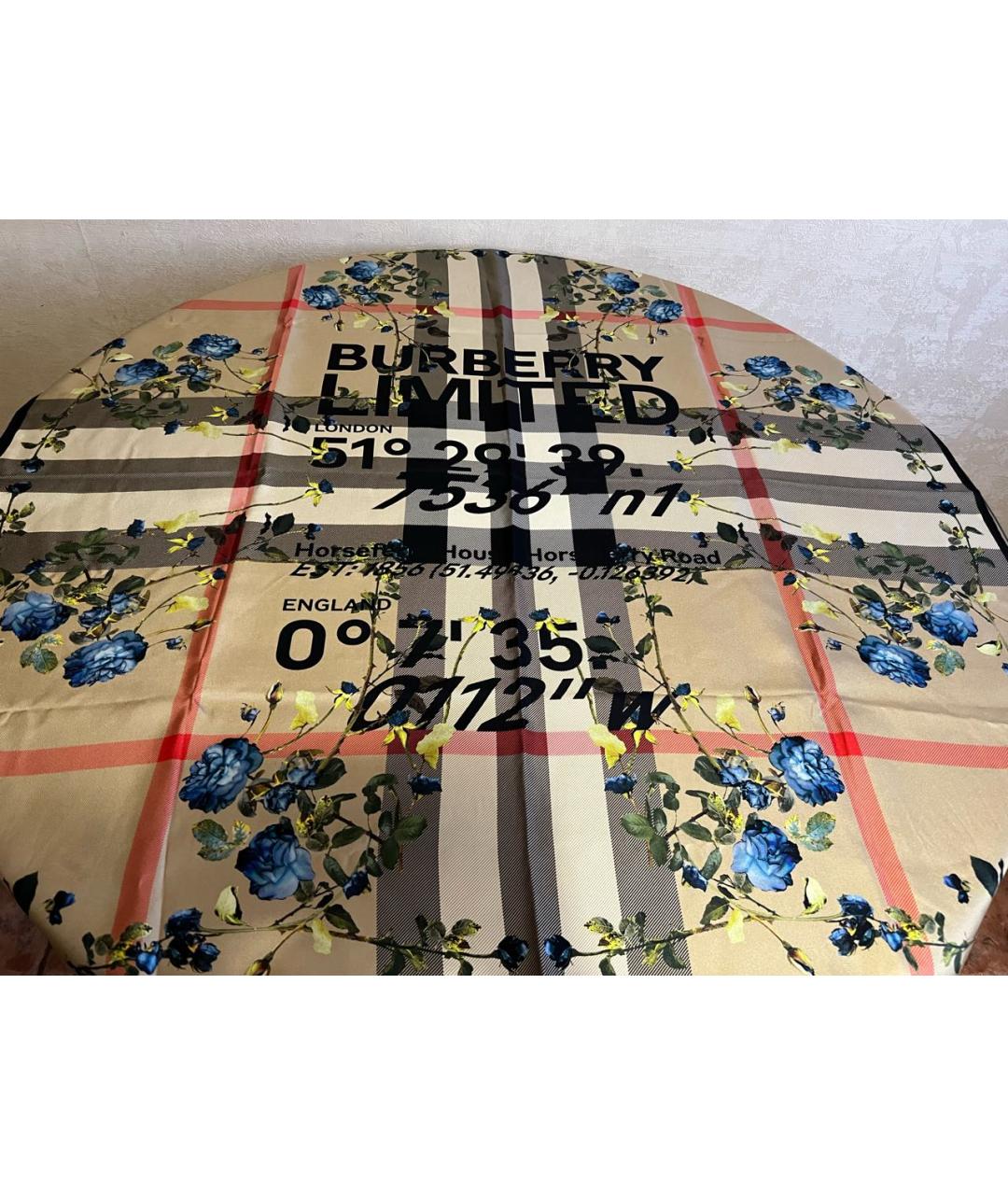 BURBERRY Бежевый шелковый шарф, фото 3