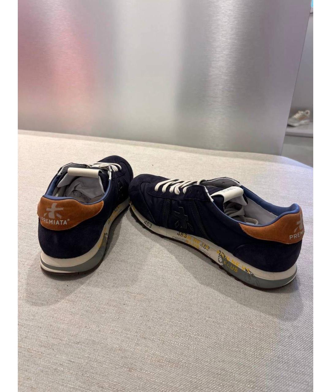 PREMIATA Темно-синие замшевые низкие кроссовки / кеды, фото 2