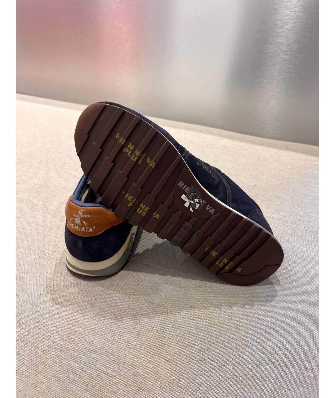PREMIATA Темно-синие замшевые низкие кроссовки / кеды, фото 3
