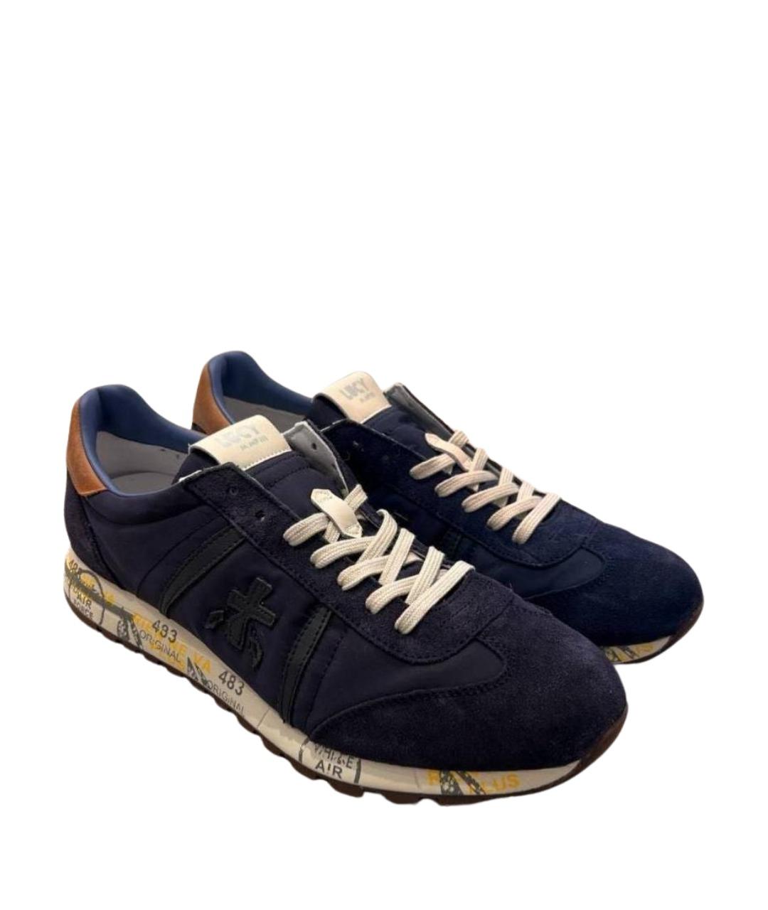 PREMIATA Темно-синие замшевые низкие кроссовки / кеды, фото 1