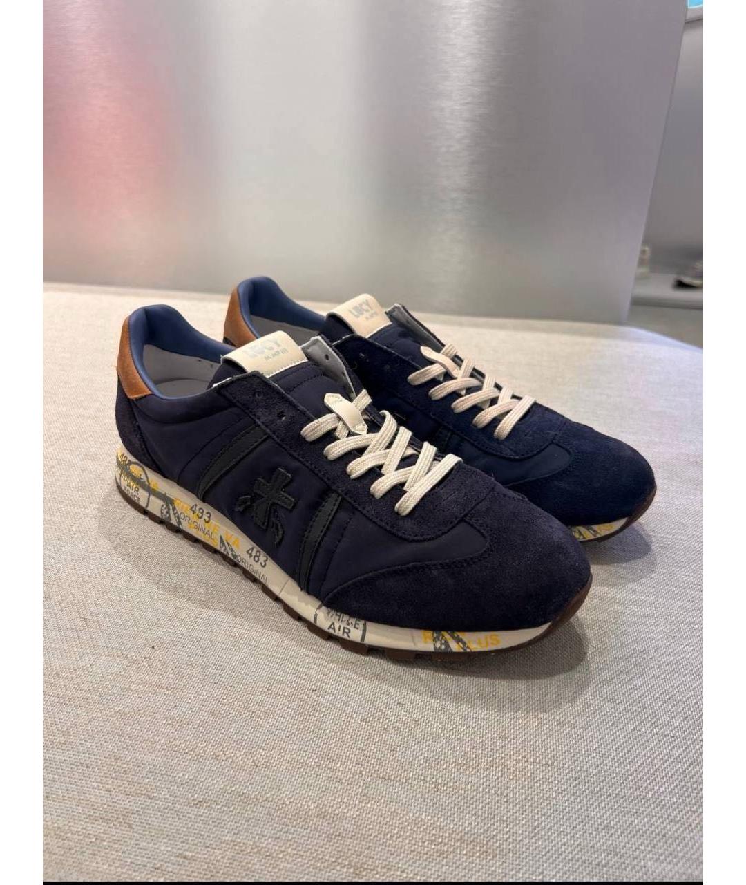 PREMIATA Темно-синие замшевые низкие кроссовки / кеды, фото 5