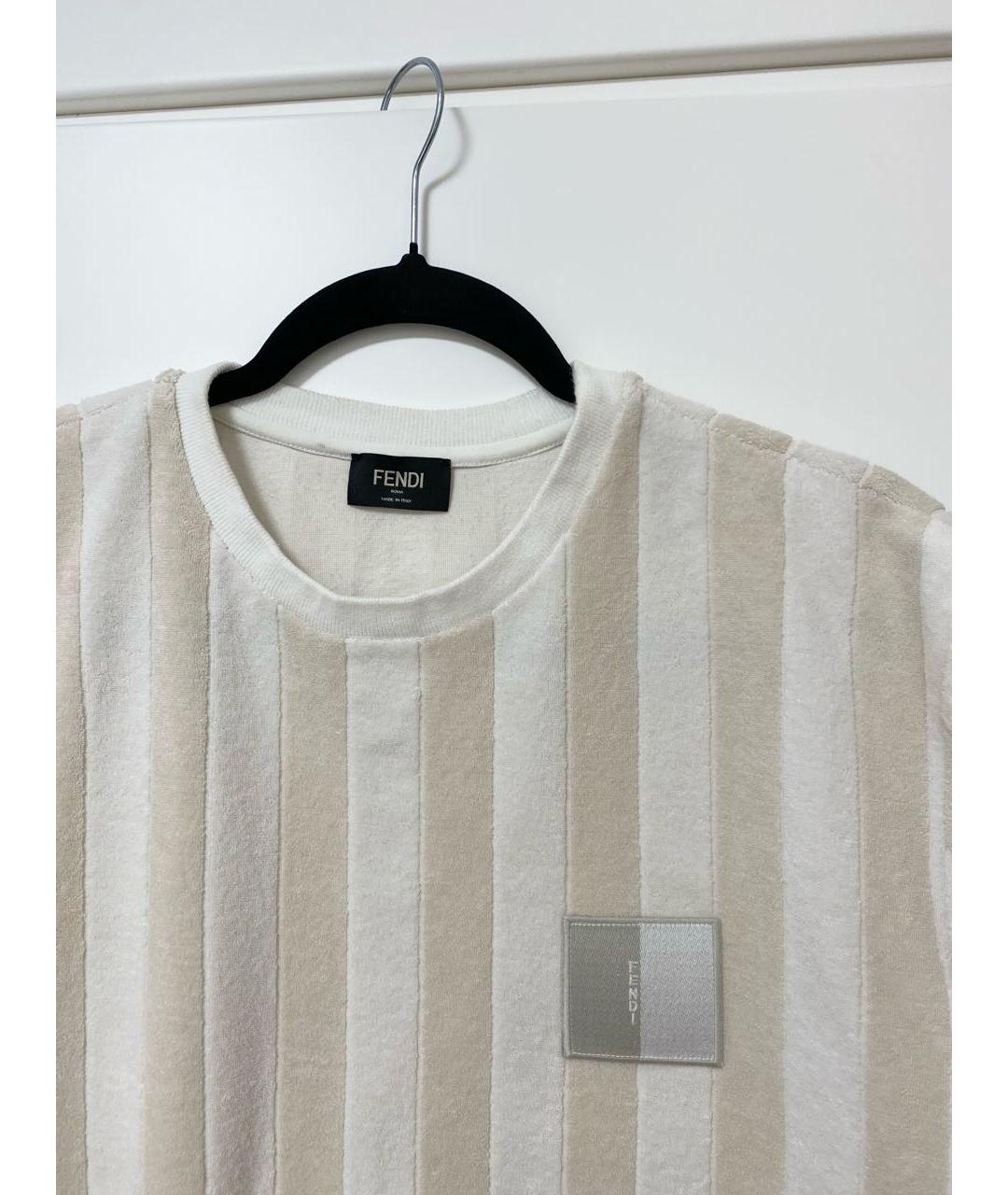 FENDI Бежевая хлопко-эластановая футболка, фото 3