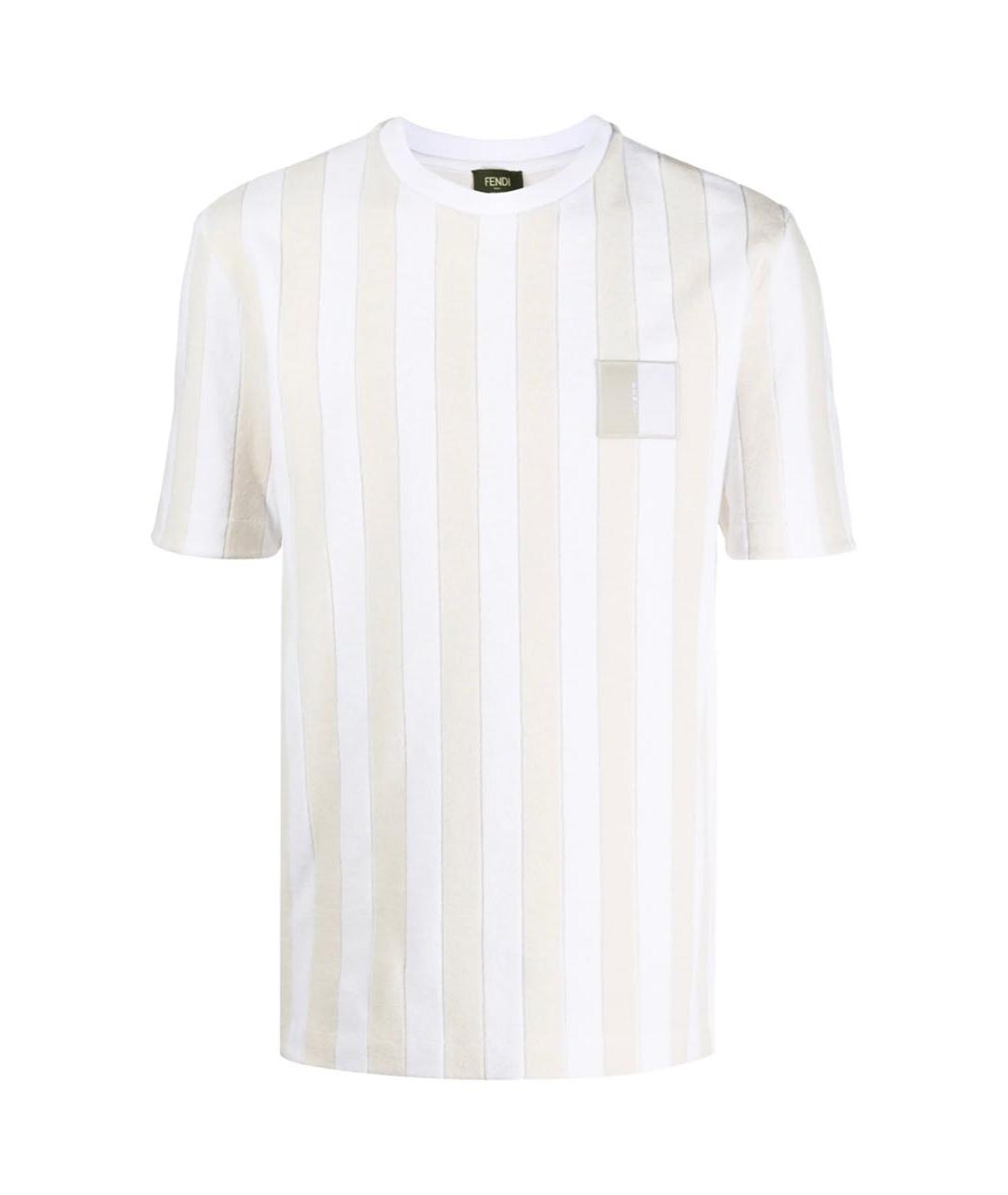FENDI Бежевая хлопко-эластановая футболка, фото 2