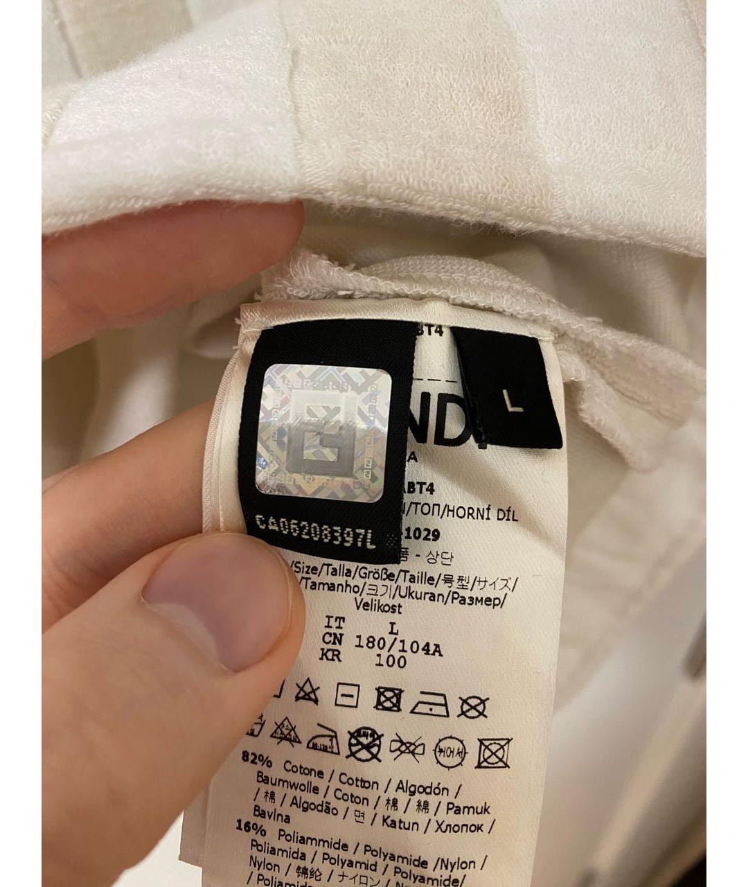 FENDI Бежевая хлопко-эластановая футболка, фото 5