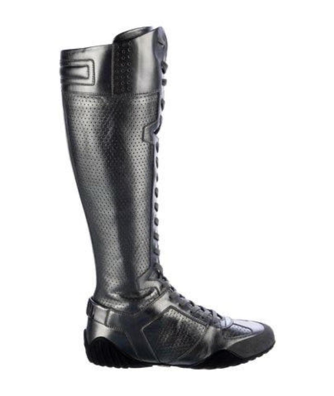 CHRISTIAN DIOR Серебряные кожаные сапоги, фото 1