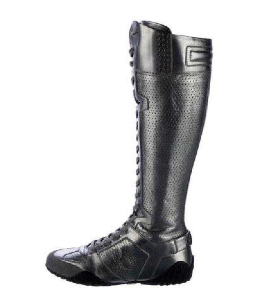 CHRISTIAN DIOR Серебряные кожаные сапоги, фото 7