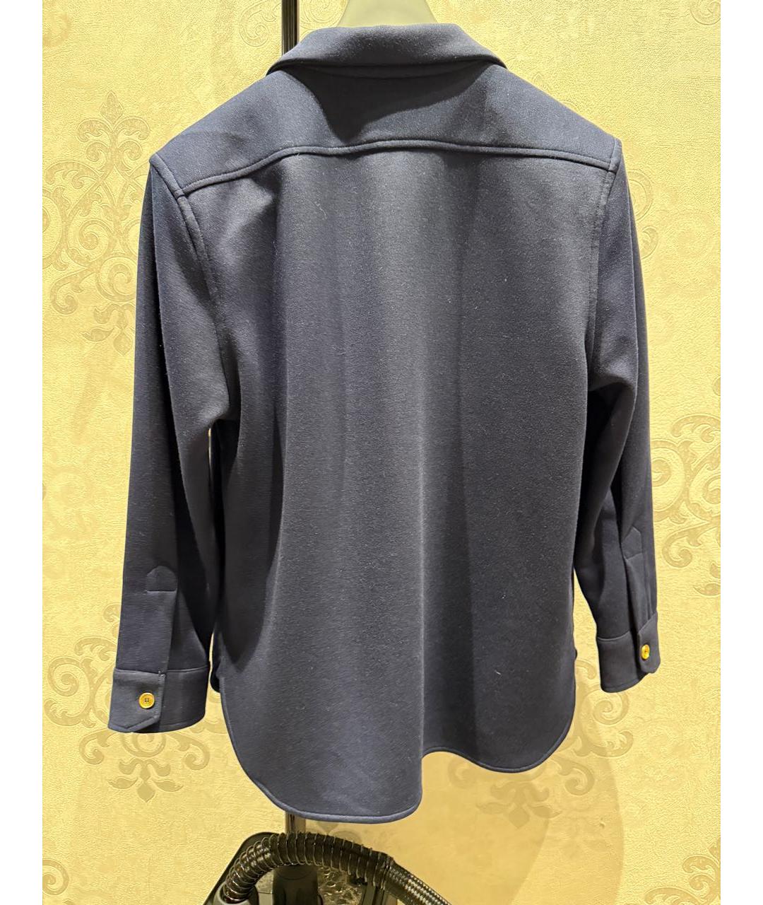 SAINT LAURENT Темно-синий хлопко-эластановый жакет/пиджак, фото 6