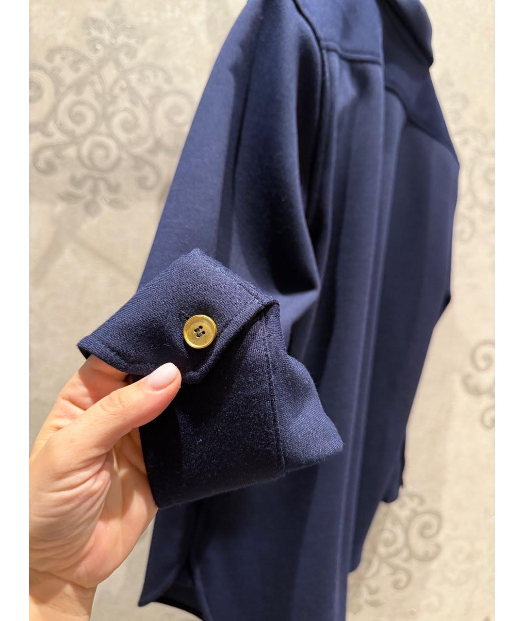 SAINT LAURENT Темно-синий хлопко-эластановый жакет/пиджак, фото 7