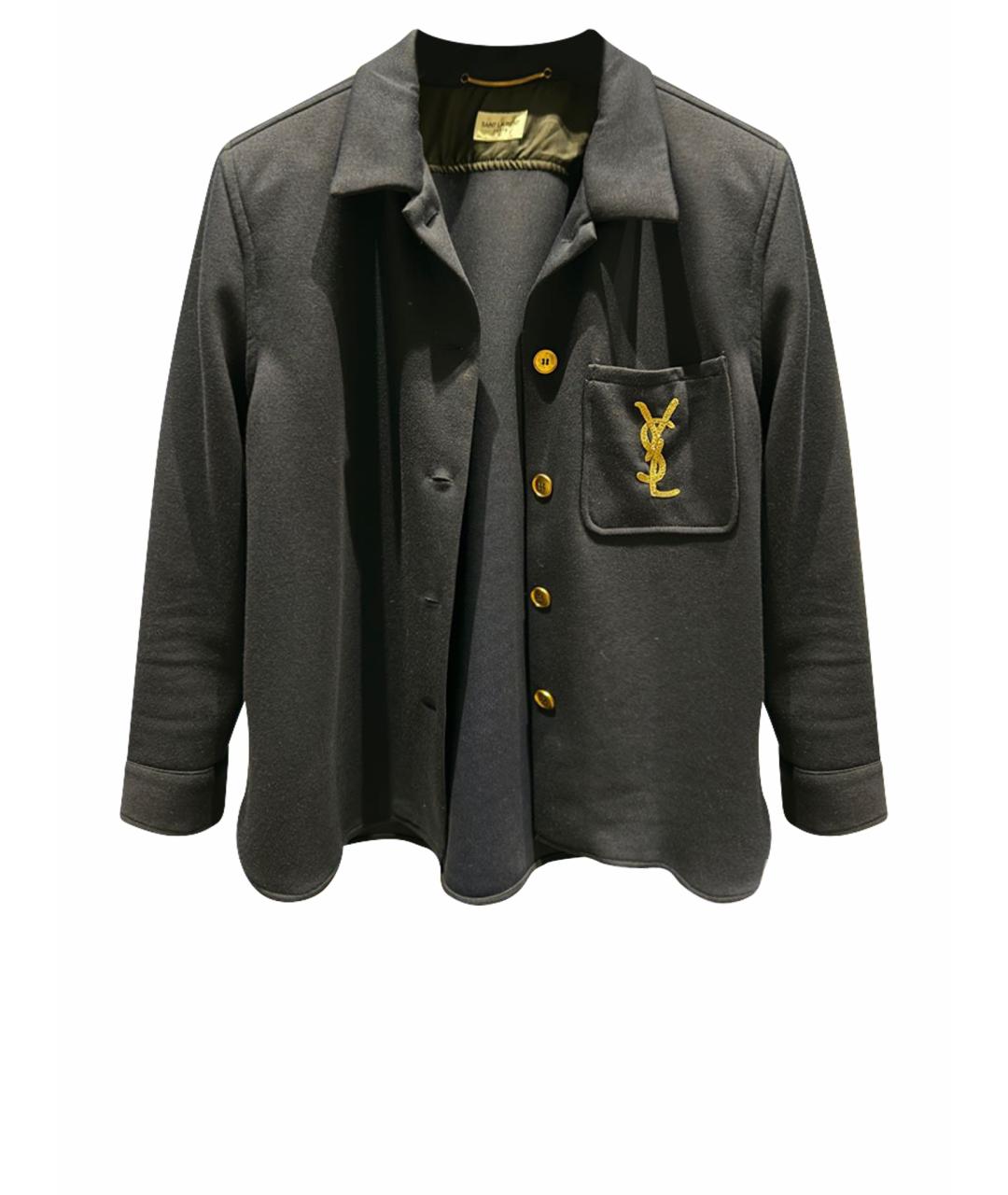 SAINT LAURENT Темно-синий хлопко-эластановый жакет/пиджак, фото 1