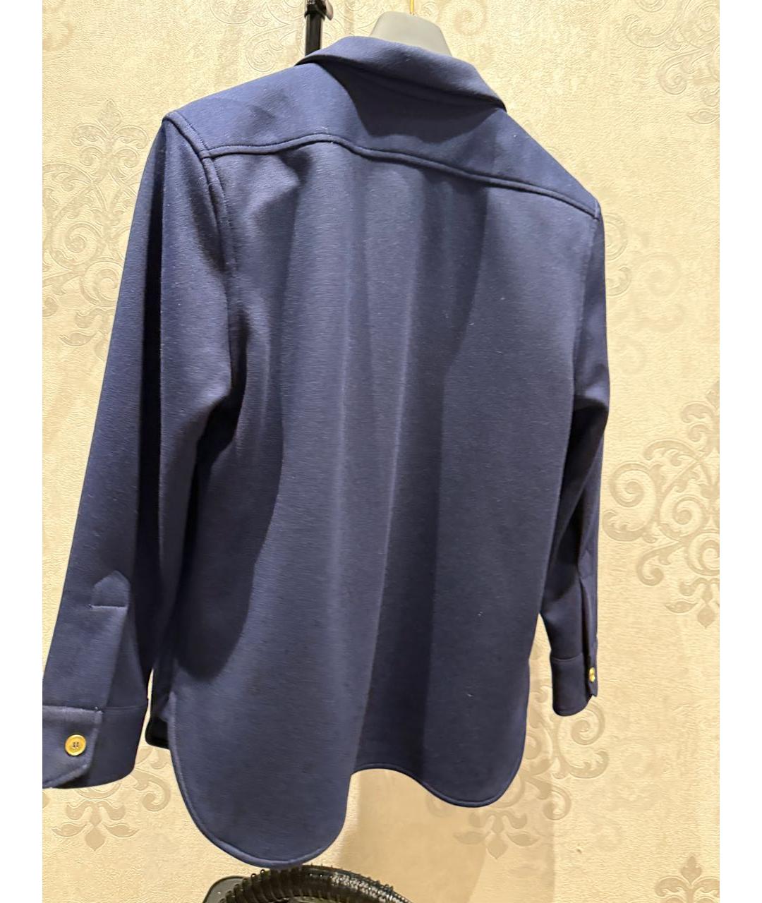 SAINT LAURENT Темно-синий хлопко-эластановый жакет/пиджак, фото 5