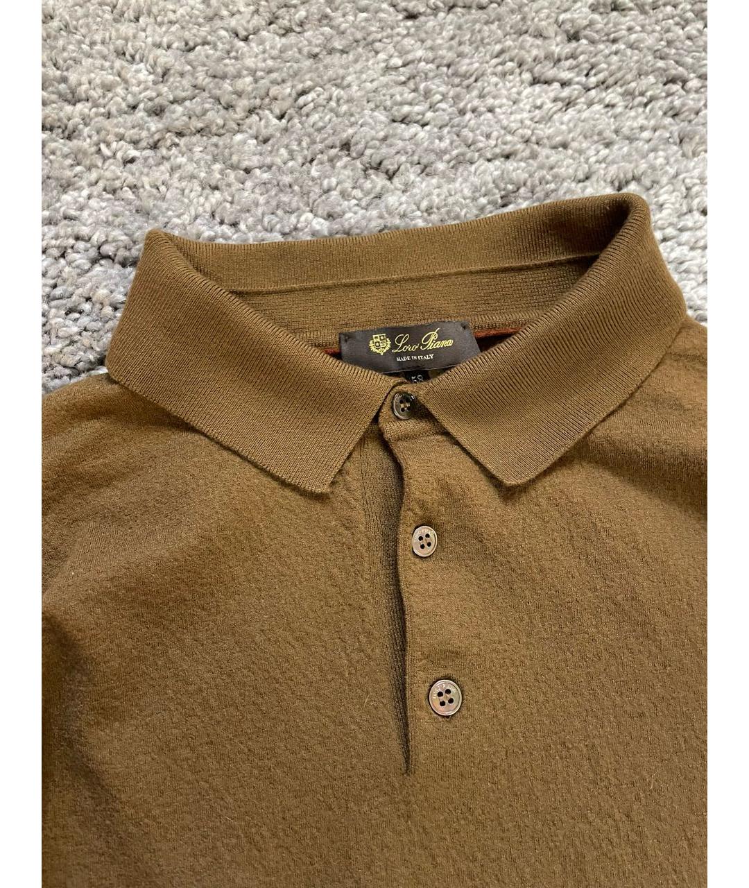 LORO PIANA Коричневое поло с длинным рукавом, фото 2