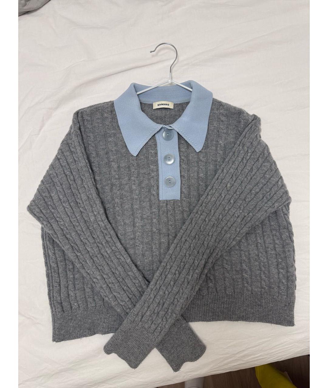 SANDRO Серый шерстяной джемпер / свитер, фото 6