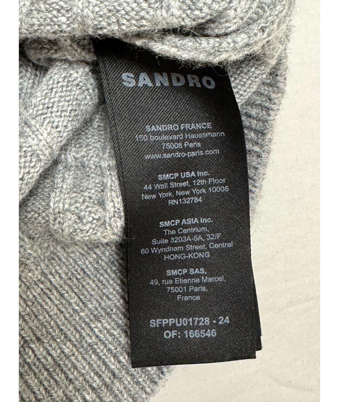 SANDRO Серый шерстяной джемпер / свитер, фото 5