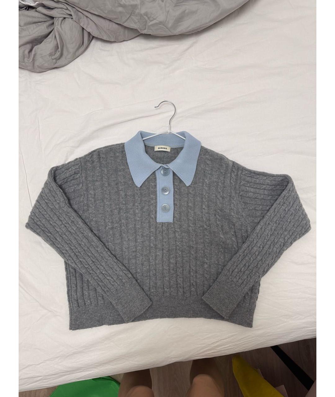 SANDRO Серый шерстяной джемпер / свитер, фото 7